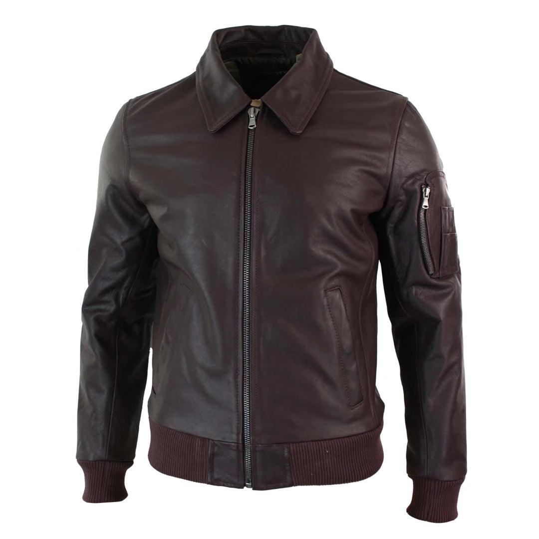 Mens Genuine Real Leather Harrington Bomber MA1 Classic Pilot MOD Jacket - Knighthood Store
