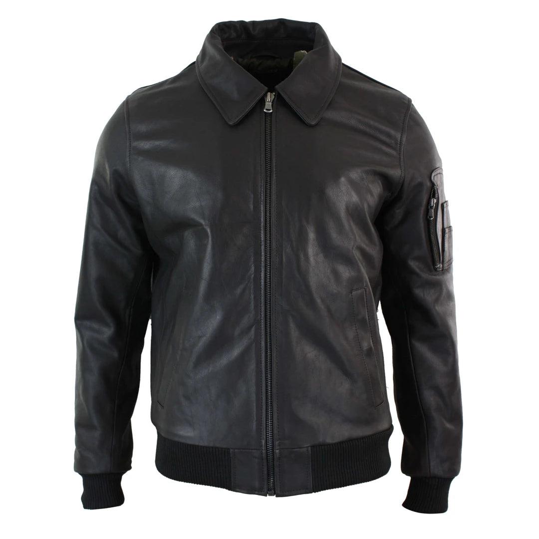 Mens Genuine Real Leather Harrington Bomber MA1 Classic Pilot MOD Jacket - Knighthood Store