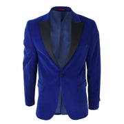 Mens Royal Blue Velvet Tuxedo Blazer Satin Peak Lapels Dinner Jacket Wedding Prom Black Tie - Knighthood Store