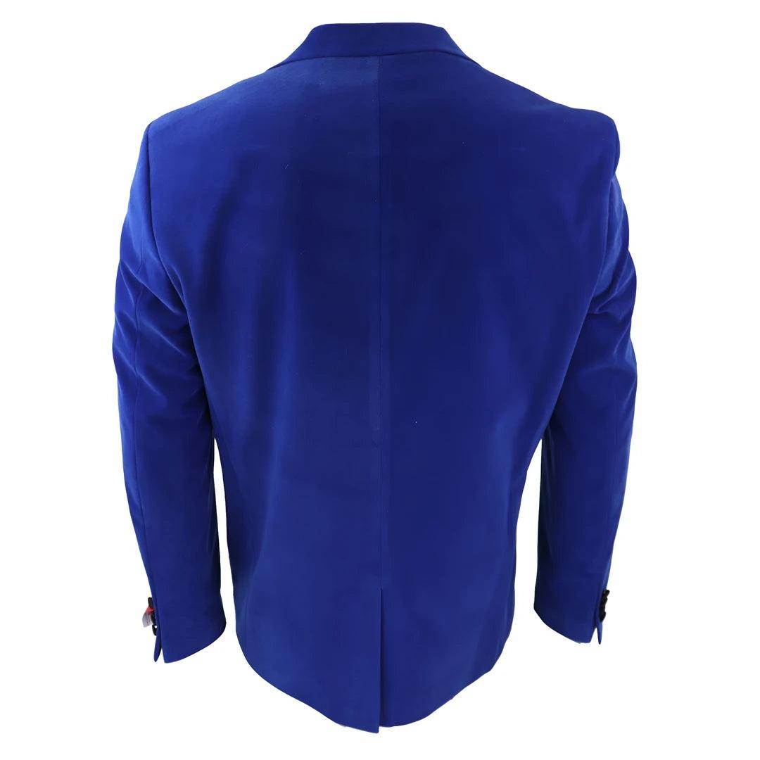 Mens Royal Blue Velvet Tuxedo Blazer Satin Peak Lapels Dinner Jacket Wedding Prom Black Tie - Knighthood Store