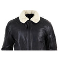 Mens Vintage Real Leather Jacket Washed Bomber Air Force Pilot Fur Collar Casual - Knighthood Store