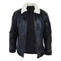 Mens Vintage Real Leather Jacket Washed Bomber Air Force Pilot Fur Collar Casual - Knighthood Store