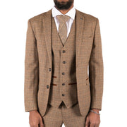 Mens 3 Piece Suit Tweed Check Vintage Retro Tailored Fit 1920s - Knighthood Store