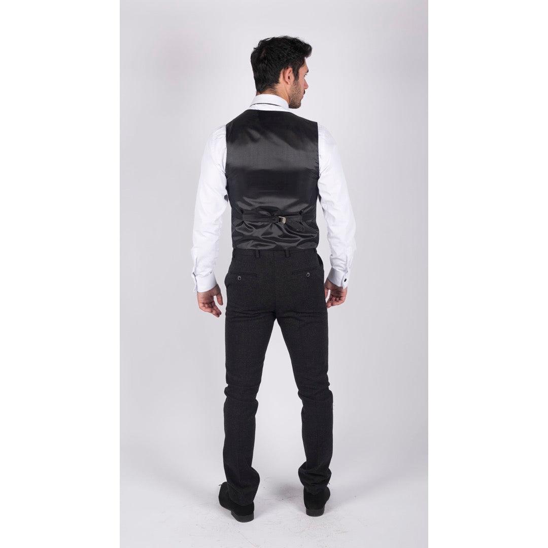 Mens Classic Waistcoat Prince Of Wales Check Black Slim Fit Vintage Wedding - Knighthood Store