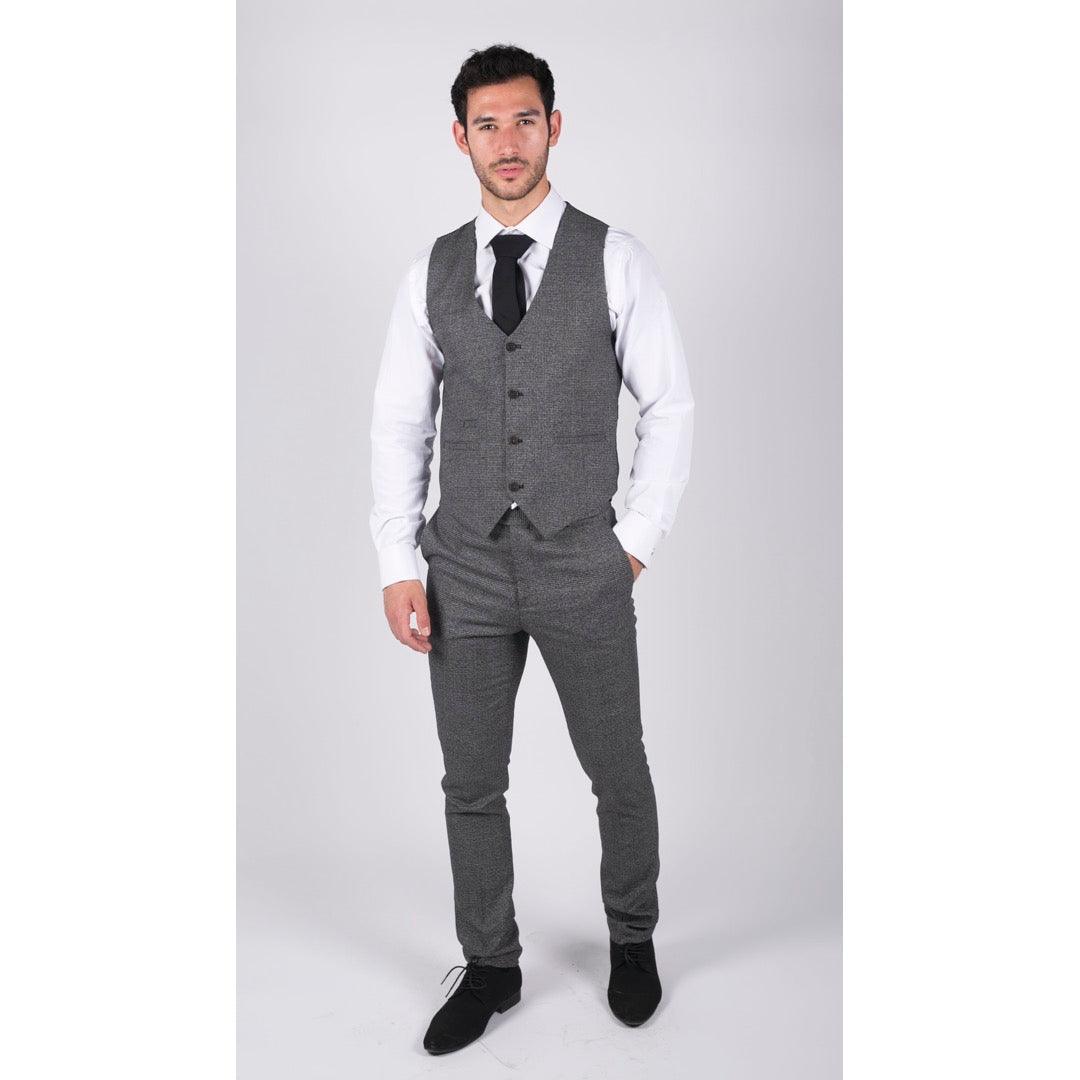 Mens Classic Waistcoat Prince Of Wales Check Grey Slim Fit Vintage Wedding - Knighthood Store