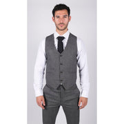 Mens Classic Waistcoat Prince Of Wales Check Grey Slim Fit Vintage Wedding - Knighthood Store