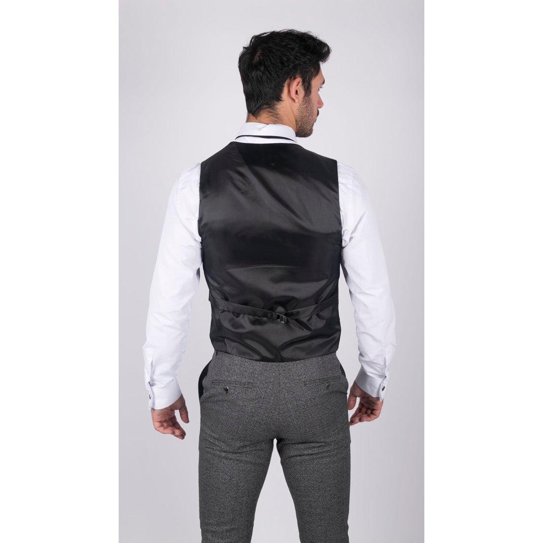 Mens Classic Waistcoat Prince Of Wales Check Grey Slim Fit Vintage Wedding - Knighthood Store