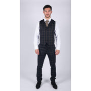 Mens Double Breasted Herringbone Tweed Blinders Vintage Check Waistcoat - Knighthood Store