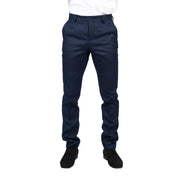 Mens Navy Blue Suit Trousers Birdseye Suit Wedding Prom Formal Smart Classic - Knighthood Store