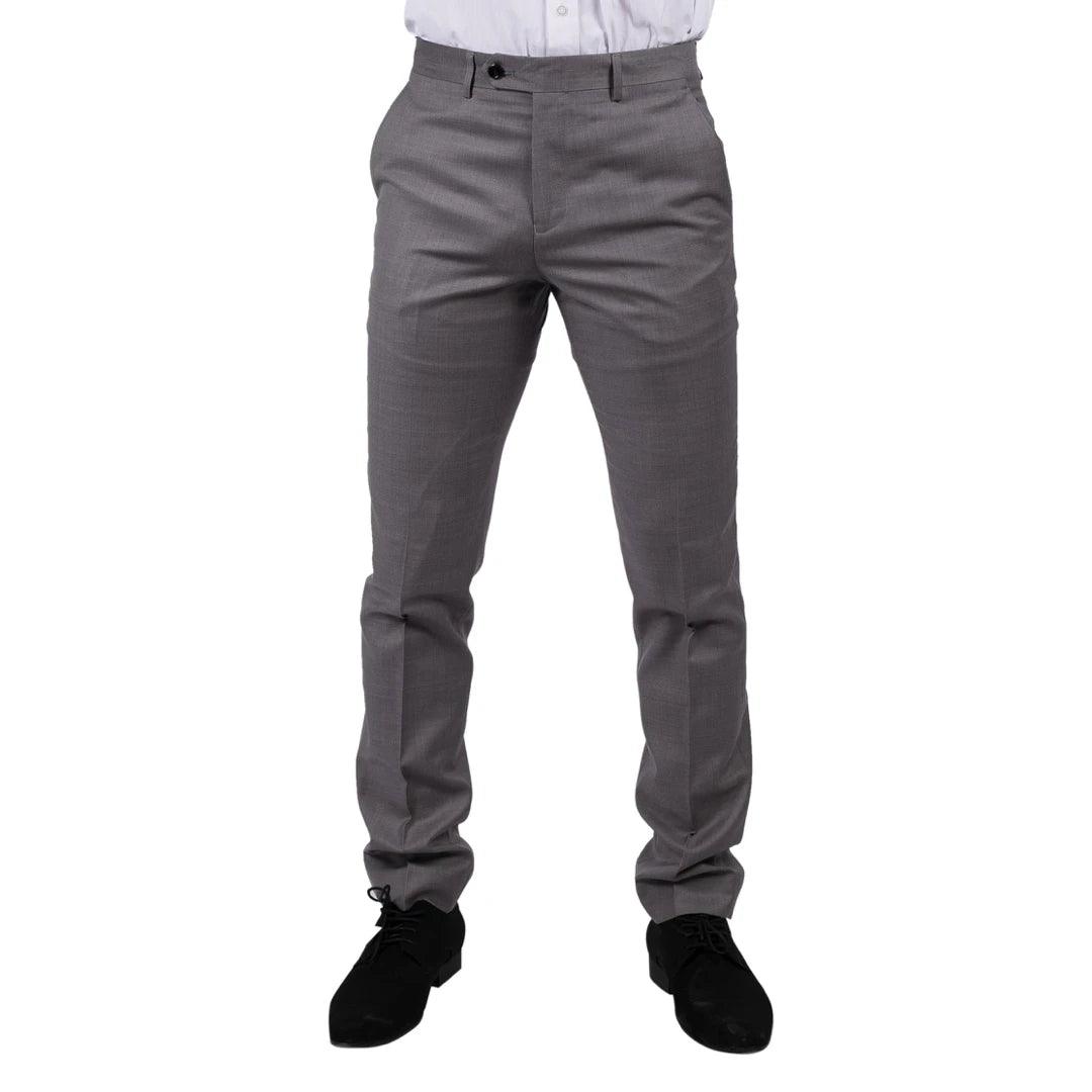 Mens Light Grey Trousers Classic Stitch Wedding Summer Prom Classic Grooms - Knighthood Store