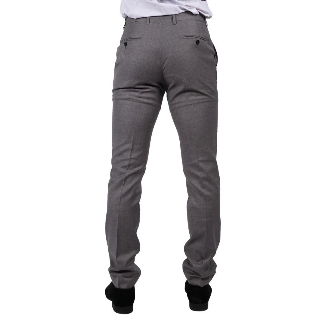 Mens Light Grey Trousers Classic Stitch Wedding Summer Prom Classic Grooms - Knighthood Store