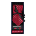 Dotted Neck Tie Gift Set Pocket Square Cuff Links Tie Pin Polka Dot Satin - Knighthood Store