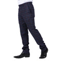 Mens Classic Trousers Tweed Check Retro 1920s Gatsby Blinders Blue Navy Wedding - Knighthood Store