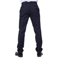 Mens Classic Trousers Tweed Check Retro 1920s Gatsby Blinders Blue Navy Wedding - Knighthood Store