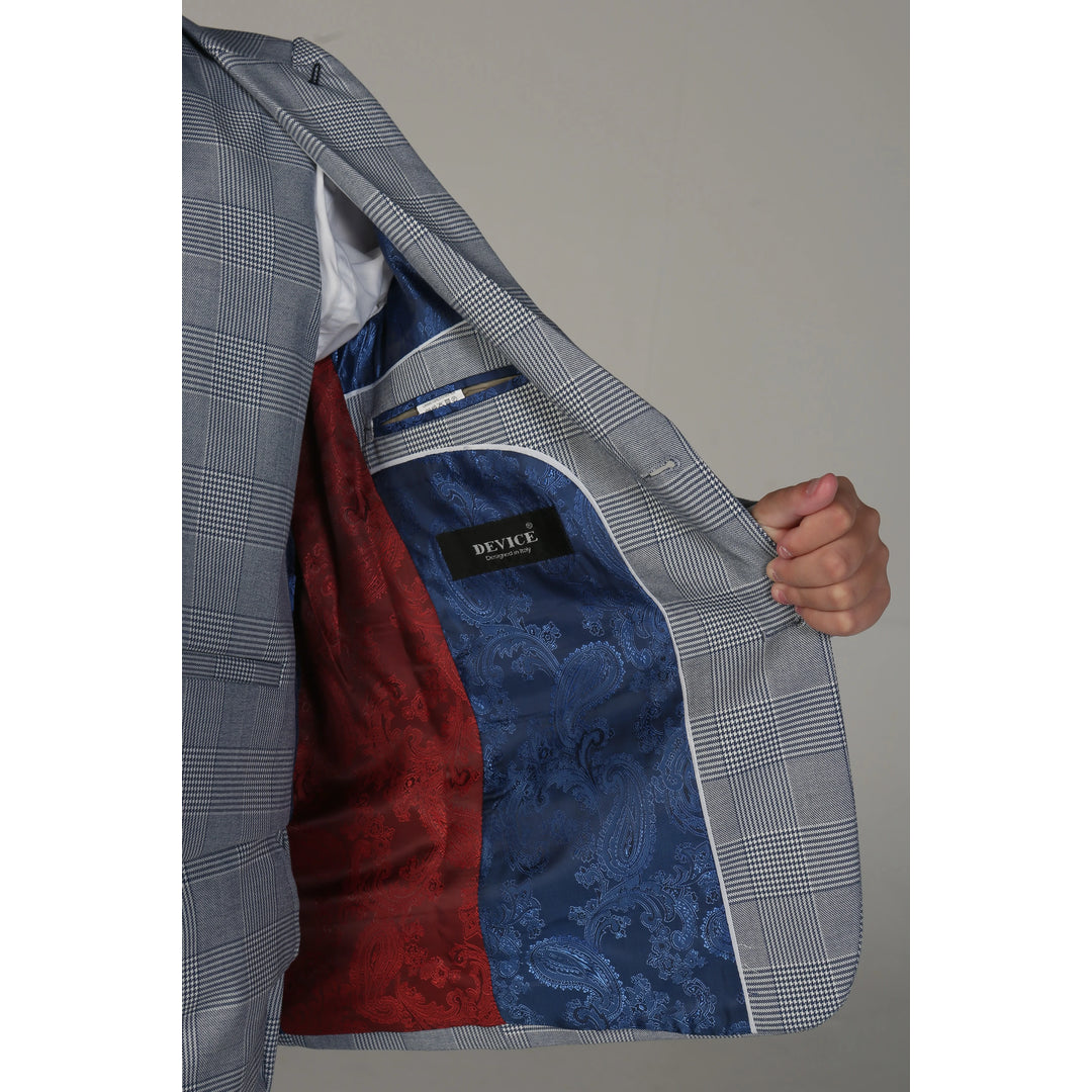 Boys Blue 3 Piece Check Suit