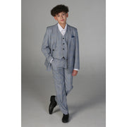 Boys Blue 3 Piece Check Suit