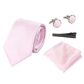 Satin Silk Tie Gift Set Pocket Square Cuff Links Tie Shiny Satin - Knighthood Store