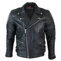 Mens Cross Zip Biker Jacket CE Armour Motorcycle Protective Real Hide Leather - Knighthood Store