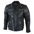 Mens Cross Zip Biker Jacket CE Armour Motorcycle Protective Real Hide Leather - Knighthood Store