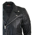 Mens Cross Zip Biker Jacket CE Armour Motorcycle Protective Real Hide Leather - Knighthood Store