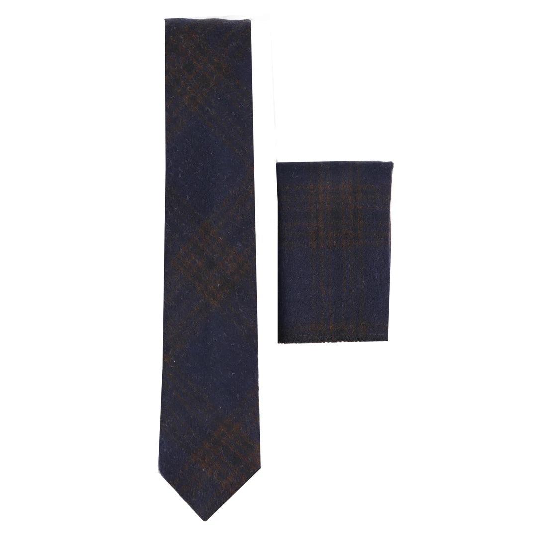 Mens Herringbone Tweed Wool Tie & Hankerchief 2" Smart Formal - Knighthood Store