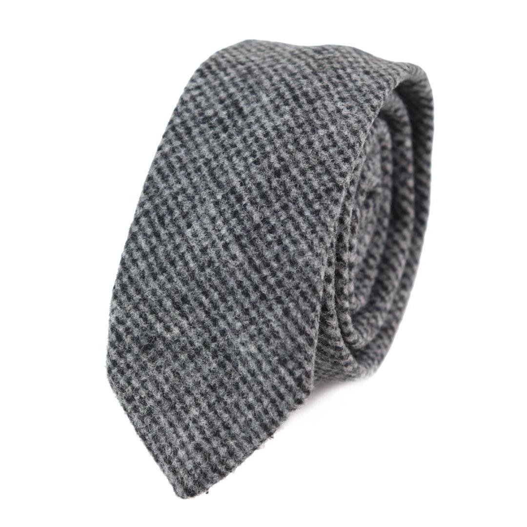 Mens Herringbone Tweed Wool Tie & Hankerchief 2" Smart Formal - Knighthood Store