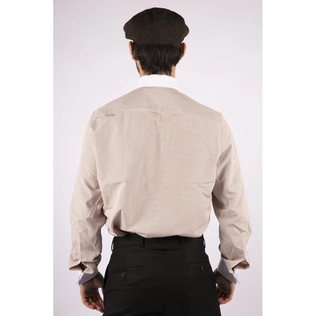 Mens Club Collar Shirt With Bar Poplin Pin White Black 1920s Peaky Blinders - Knighthood Store