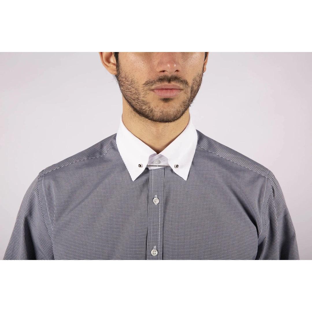 Mens Club Collar Shirt With Bar Poplin Pin White Black 1920s Peaky Blinders - Knighthood Store