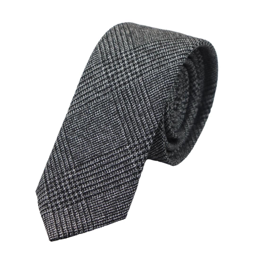 Mens Tweed Herringbone Tie Pocket Square Check Classic Blue Brown Grey Black - Knighthood Store