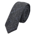 Mens Tweed Herringbone Tie Pocket Square Check Classic Blue Brown Grey Black - Knighthood Store