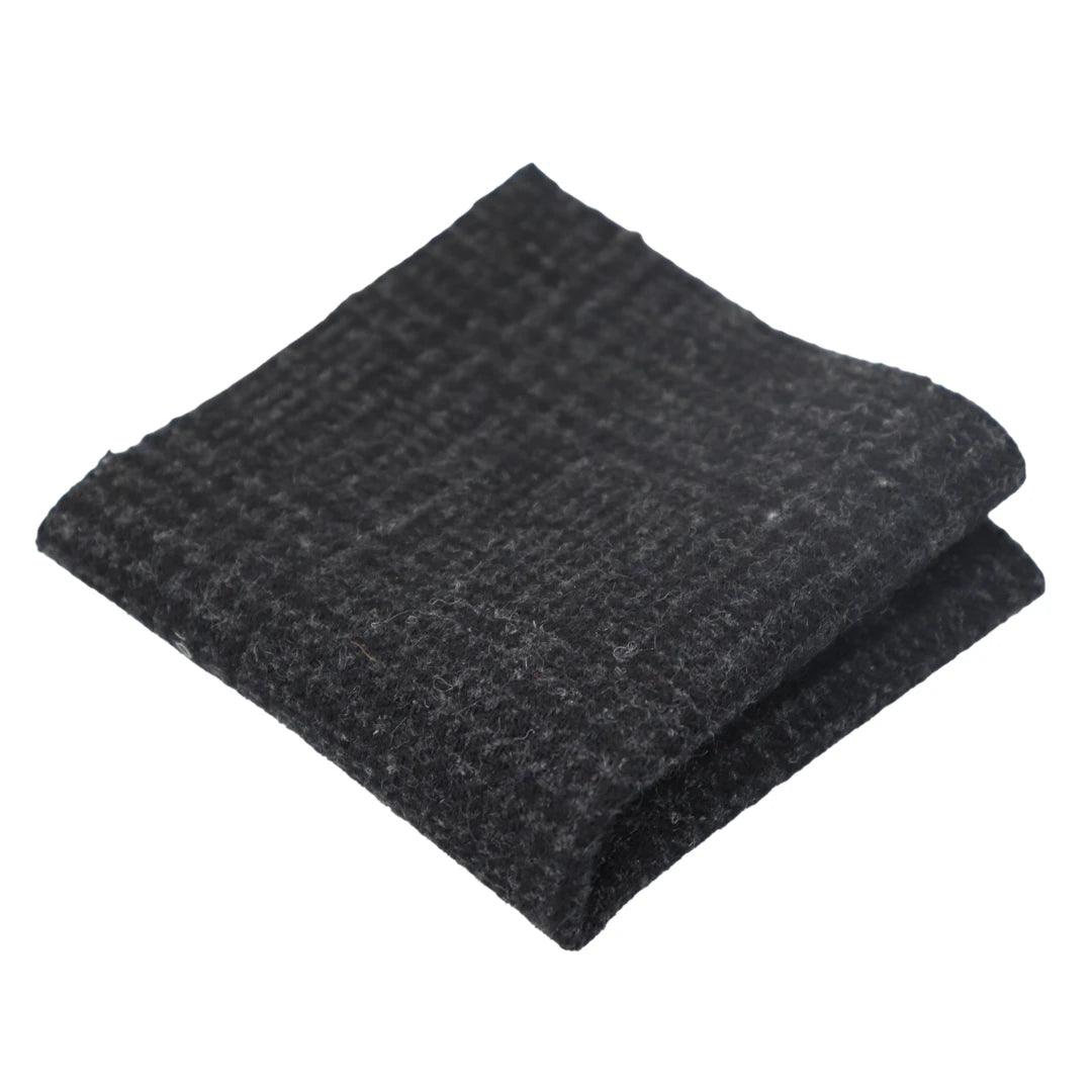 Mens Tweed Herringbone Tie Pocket Square Check Classic Blue Brown Grey Black - Knighthood Store