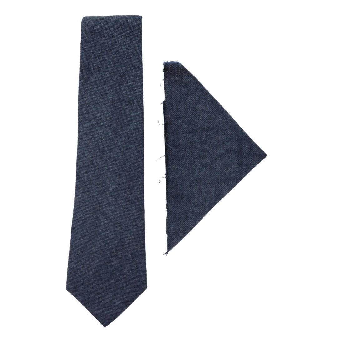 Mens Tweed Tie Hankie Set Classic Vintage British Heritage Wool Herringbone - Knighthood Store