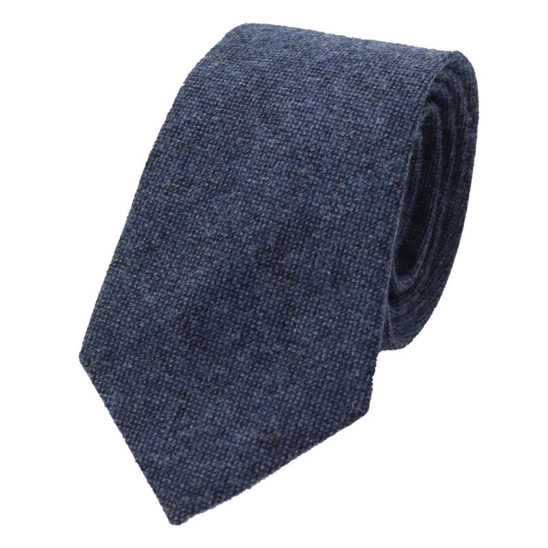 Mens Tweed Tie Hankie Set Classic Vintage British Heritage Wool Herringbone - Knighthood Store
