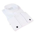 Mens White Nehru Classic Round Removable Collar Button Shirt Slim Regular Fit - Knighthood Store