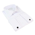 Mens White Nehru Classic Round Removable Collar Button Shirt Slim Regular Fit - Knighthood Store