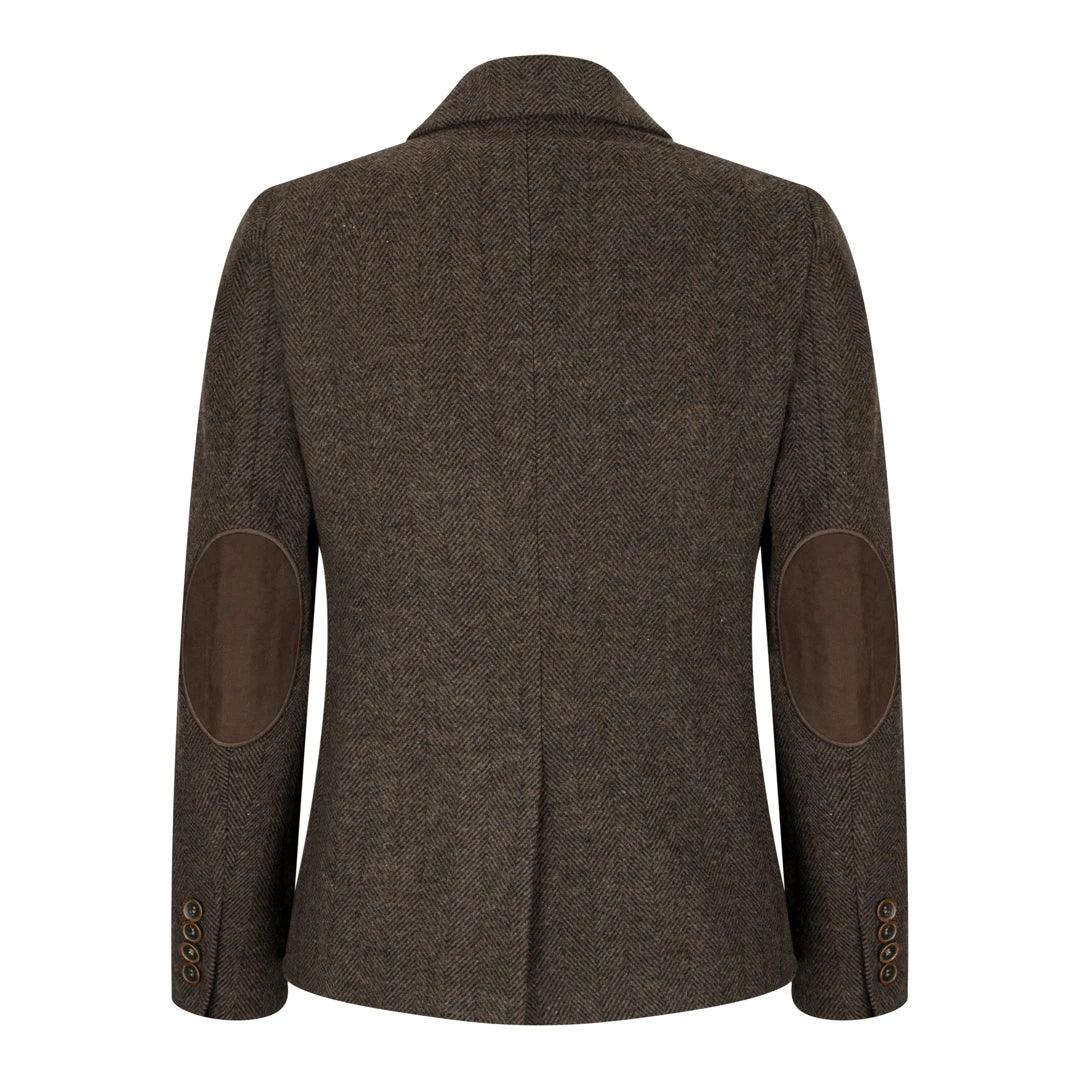 Womens Tweed Herringbone Blazer Jacket Waistcoat Brown 1920s Vintage T