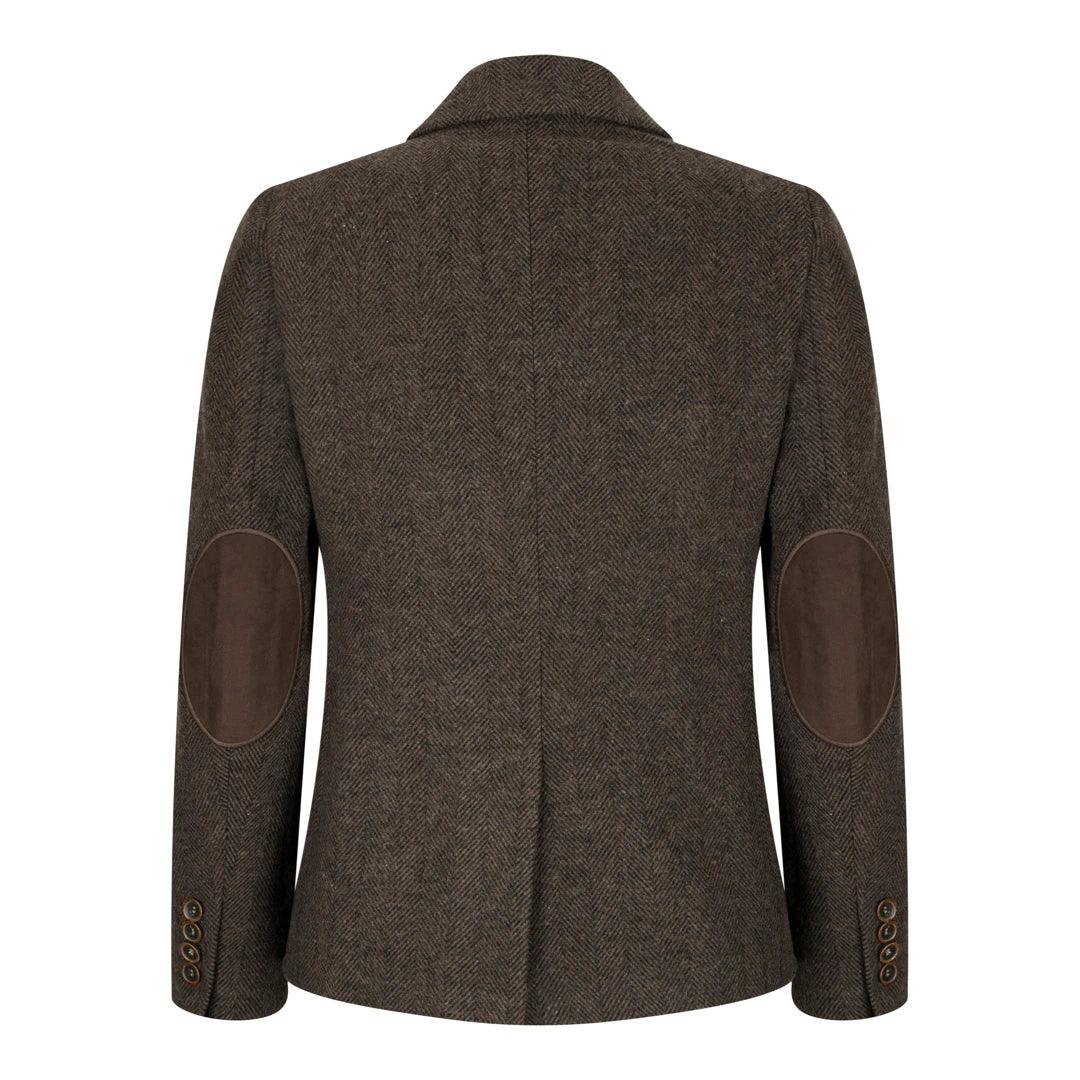 Womens Tweed Herringbone Blazer Jacket Waistcoat Brown 1920s Vintage Tailored - Knighthood Store
