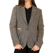 Womens Herringbone Tweed Waistcoat Blazer Oak Brown Classic Vintage Shooting Jacket - Knighthood Store