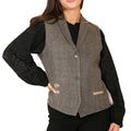 Womens Herringbone Tweed Waistcoat Blazer Oak Brown Classic Vintage Shooting Jacket - Knighthood Store
