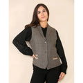 Womens Herringbone Tweed Waistcoat Blazer Oak Brown Classic Vintage Shooting Jacket - Knighthood Store