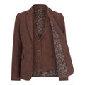 Ladies Tweed Suit Blazer Trousers Waistcoat Herringbone Wool Vintage Rust Brown - Knighthood Store