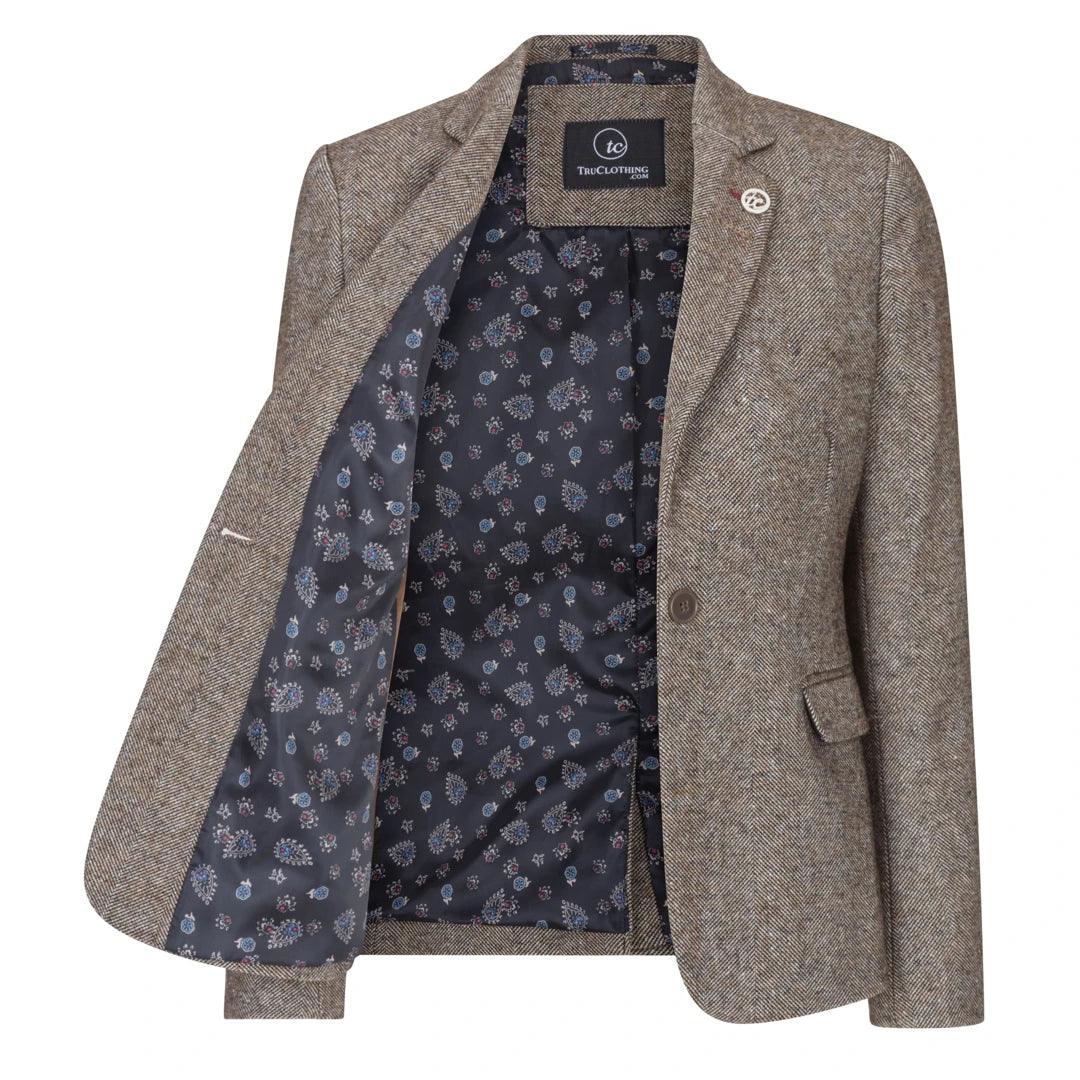 Leather patches on a tweed blazer online