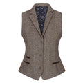 Womens Tweed Blazer Jacket 1920s Vintage Elbow Patch Waistcoat Blinders Tan - Knighthood Store