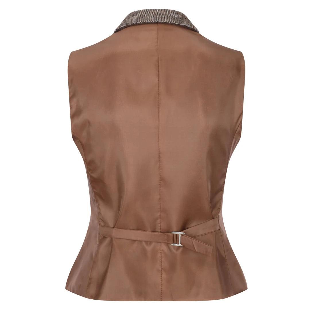 Womens Tweed Blazer Jacket 1920s Vintage Elbow Patch Waistcoat Blinders Tan - Knighthood Store