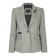 Womens Tweed Grey Black Blazer Jacket Waistcoat Elow Patch Classic Peaky 1920s - Knighthood Store