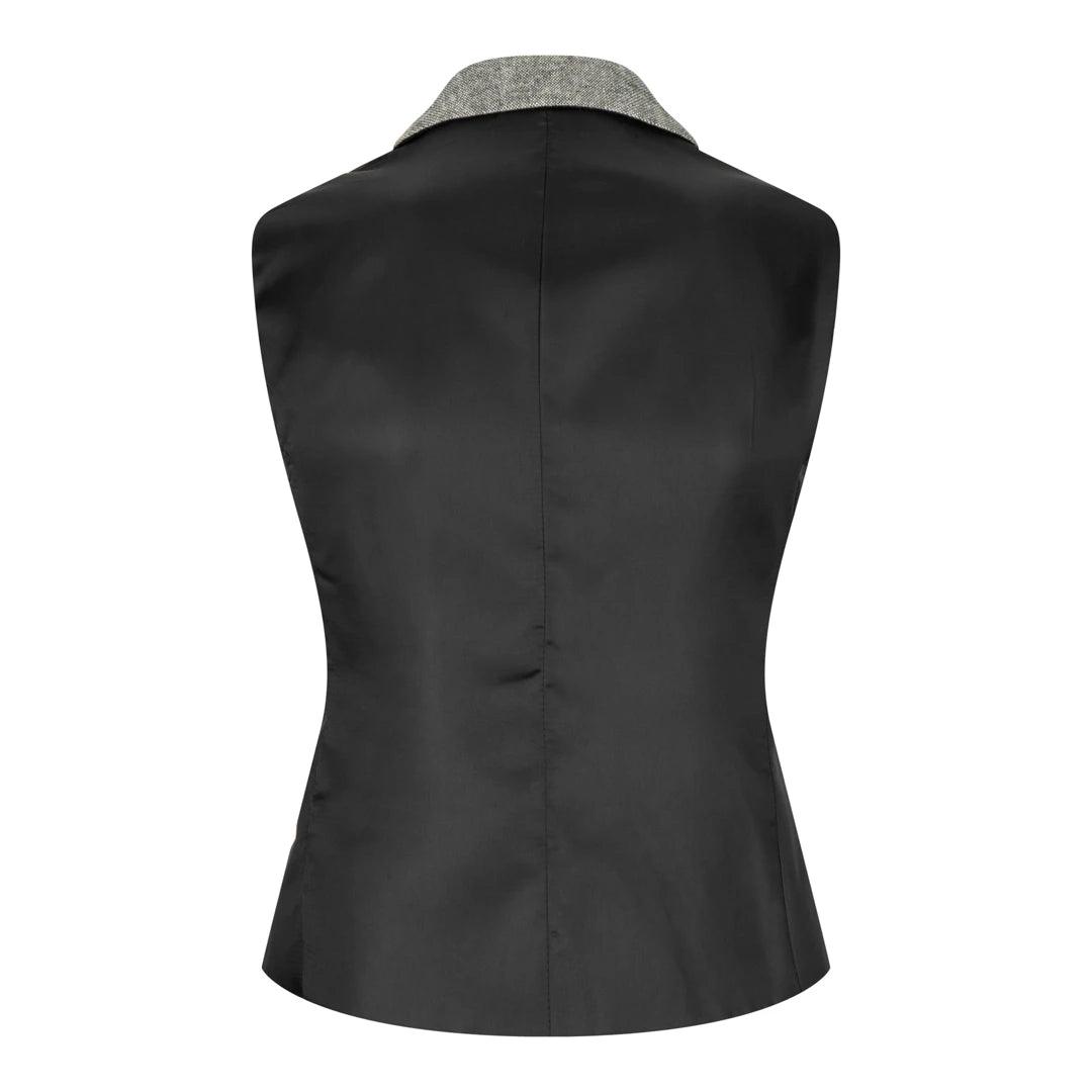Womens Tweed Grey Black Blazer Jacket Waistcoat Elow Patch Classic Peaky 1920s - Knighthood Store