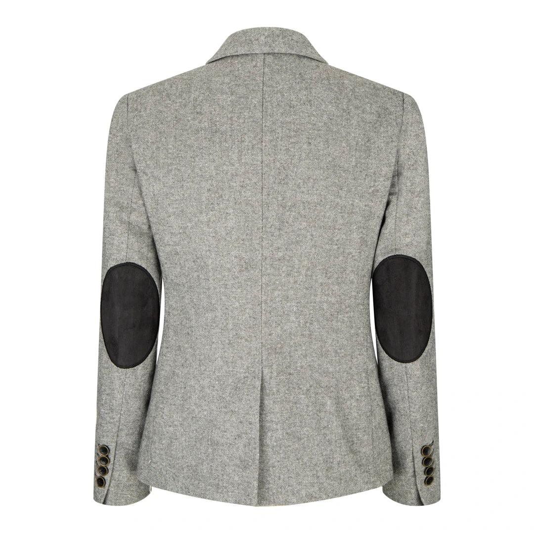Womens Tweed Grey Black Blazer Jacket Waistcoat Elow Patch Classic Peaky 1920s - Knighthood Store