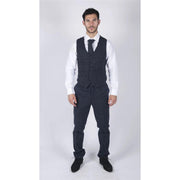 Mens Classic Waistcoat Prince Of Wales Check Blue Slim Fit Vintage Wedding - Knighthood Store