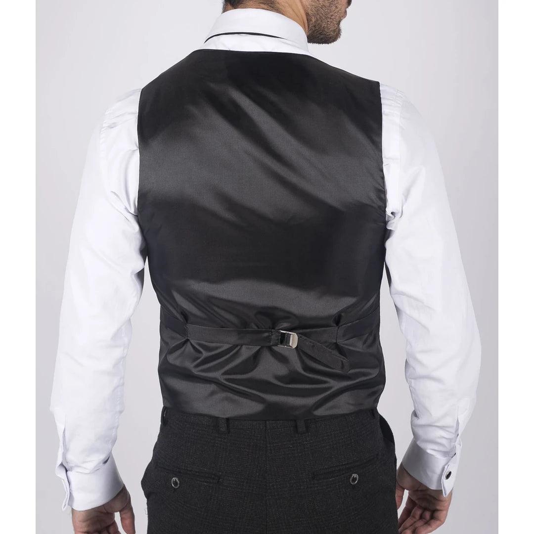 Mens Classic Black Waistcoat Funeral Wedding Office Work Smart Casual Slim Fit - Knighthood Store