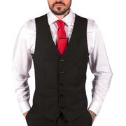 Mens Classic Black Waistcoat Funeral Wedding Office Work Smart Casual Slim Fit - Knighthood Store